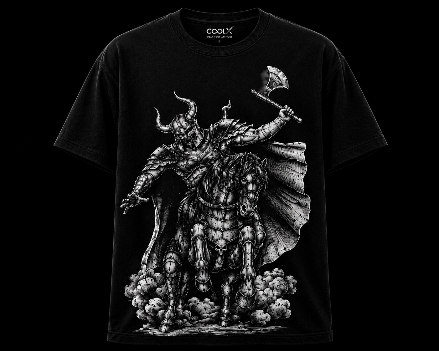 Viking Warrior Black Oversized Graphic T-Shirt