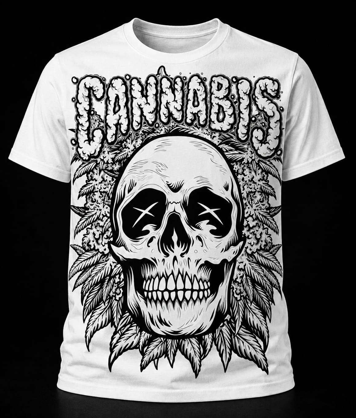 Cannabis Skull Botanical Graphic T-Shirt