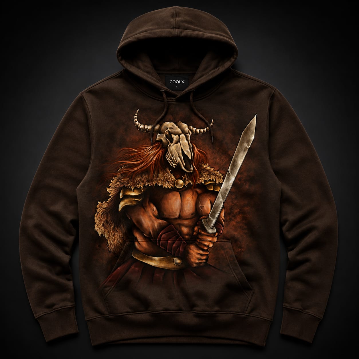 COOLX barbarian warrior brown hoodie