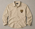 COOLX leopard embroidered beige casual shirt