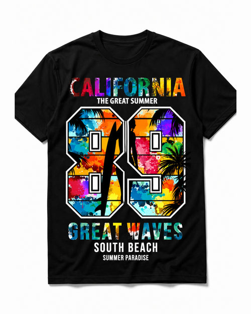 California Great Waves 89 Vintage Summer Graphic T-Shirt