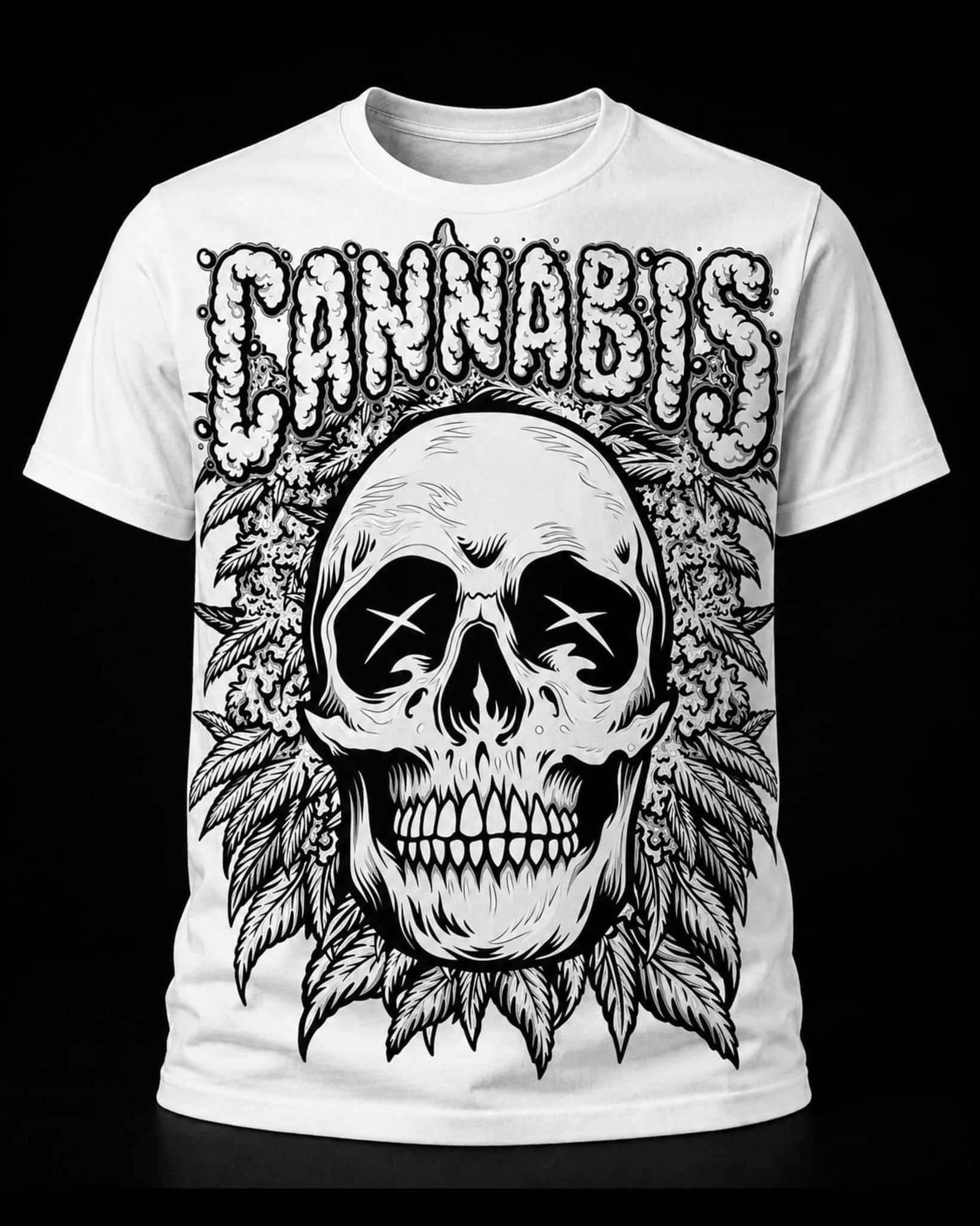 Cannabis Skull Botanical Graphic T-Shirt