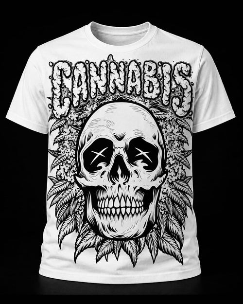 Cannabis Skull Botanical Graphic T-Shirt