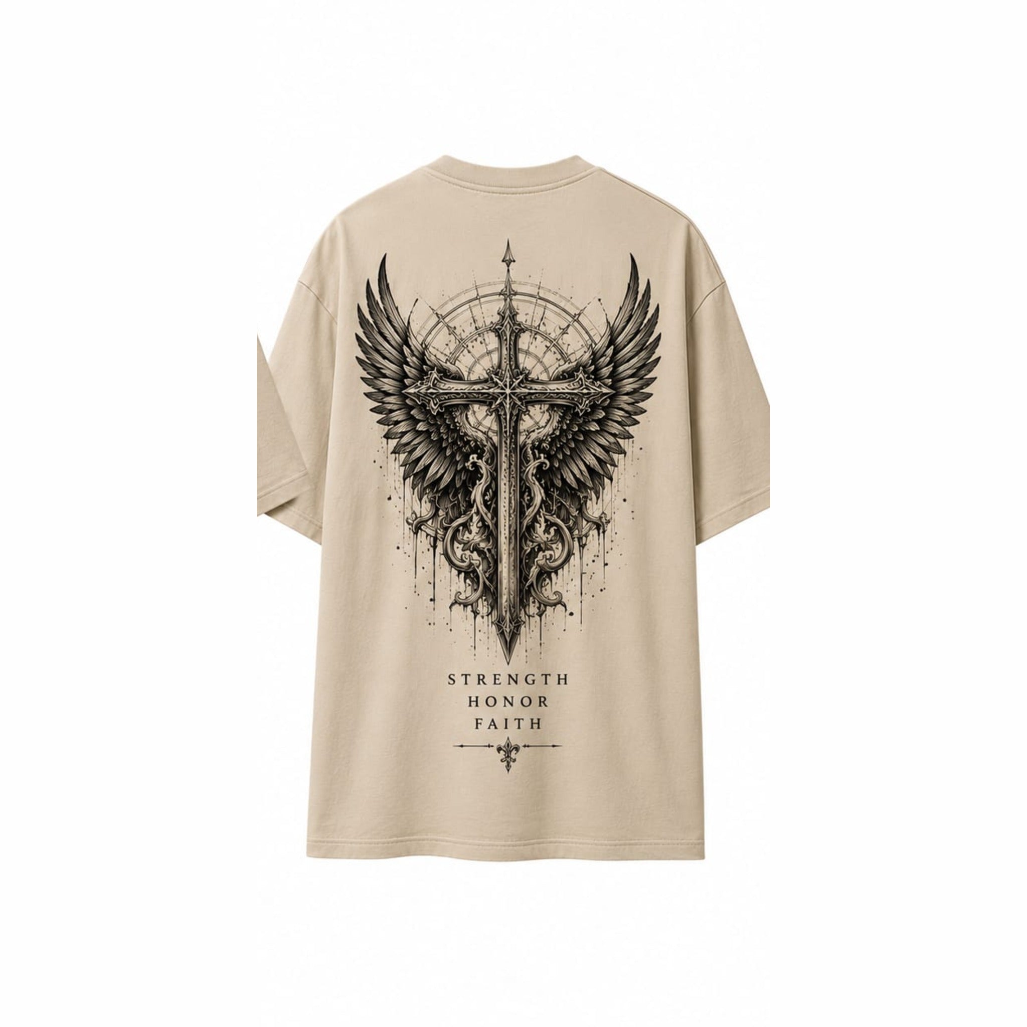 COOLX Crusader Knight Oversized T-Shirt in beige, back