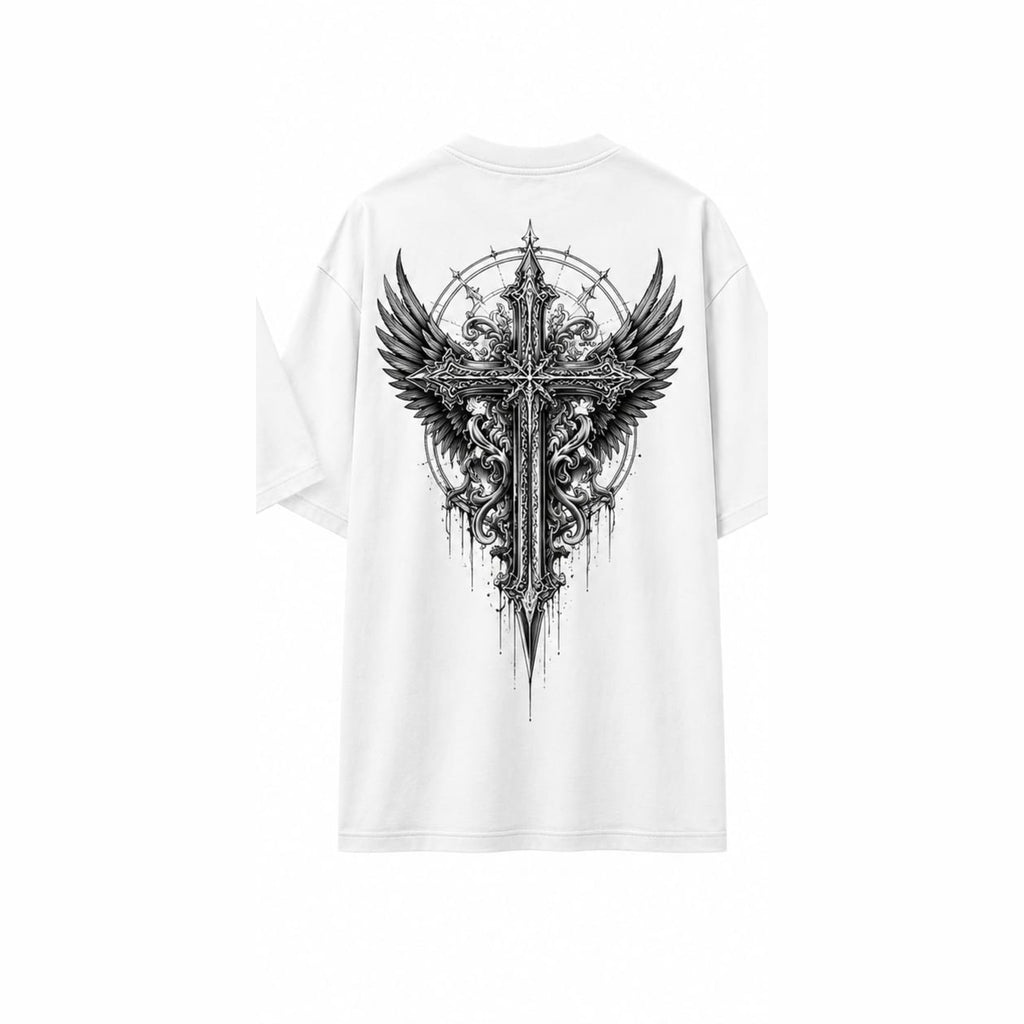 COOLX Crusader Knight Oversized T-Shirt in white, back