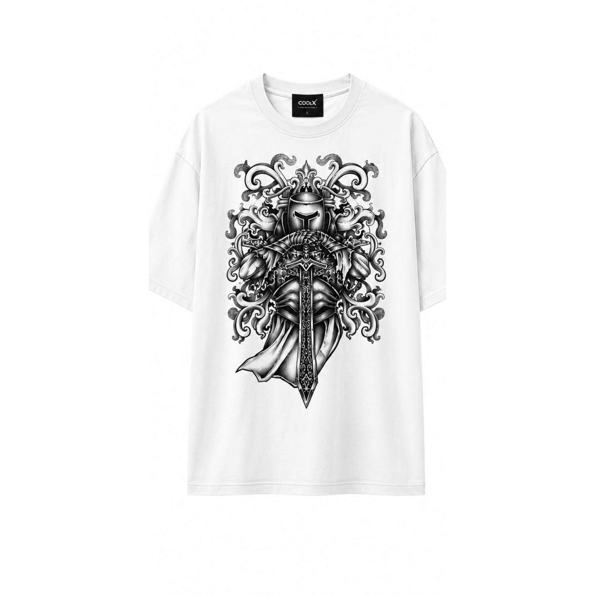 COOLX Crusader Knight Oversized T-Shirt in white, front