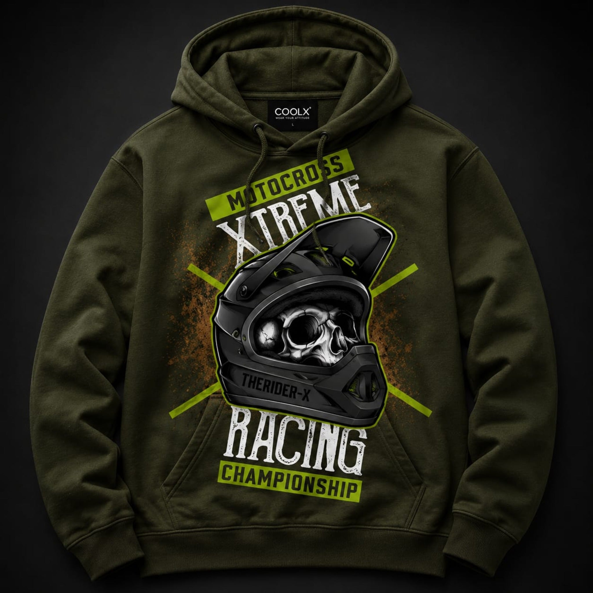 COOLX Motocross Xtreme Hoodie in olive