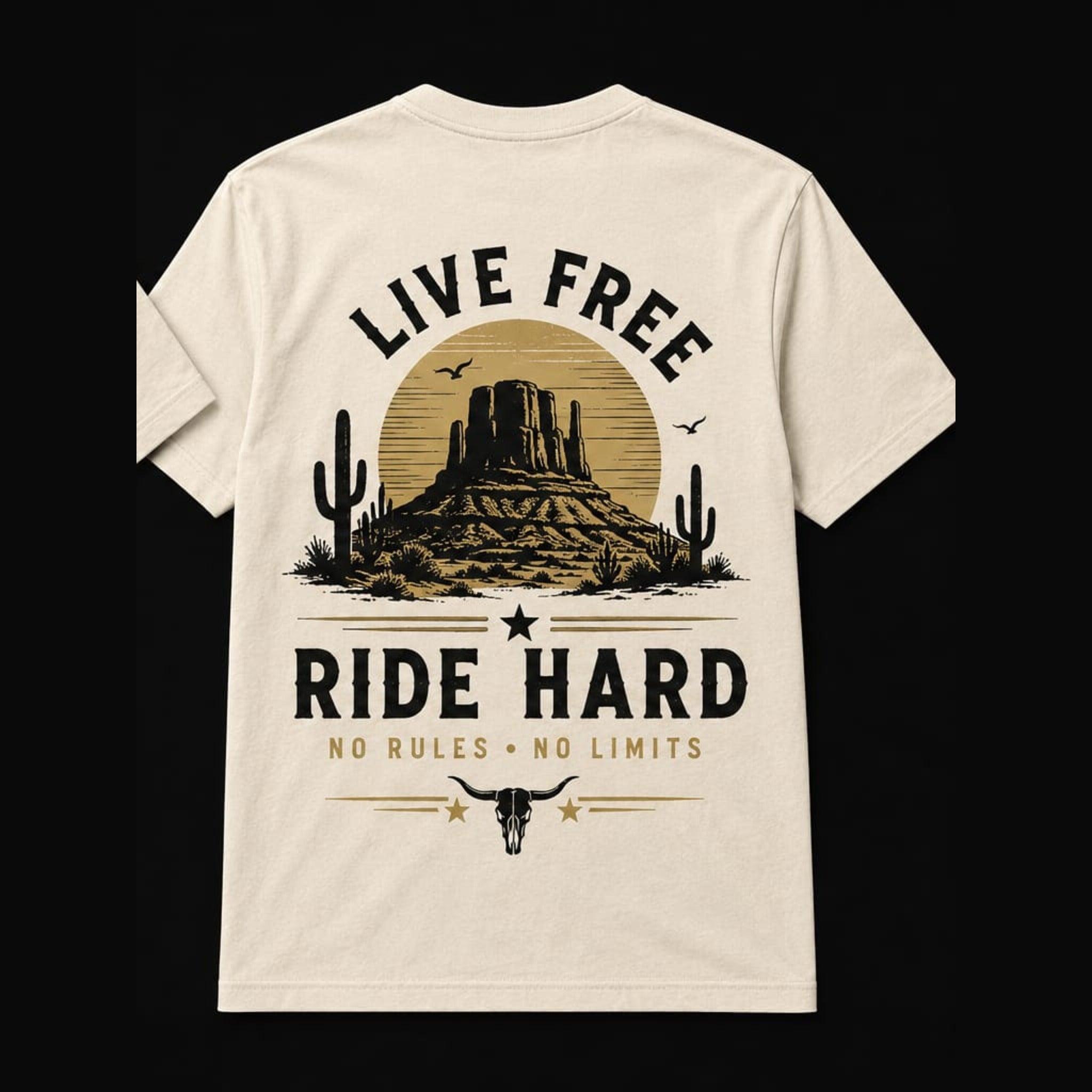 COOLX Wild West T-Shirt in cream, back