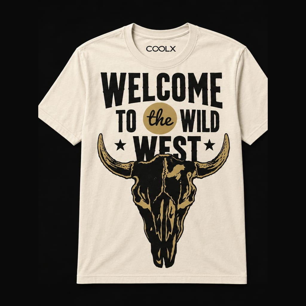 COOLX Wild West T-Shirt in cream, front